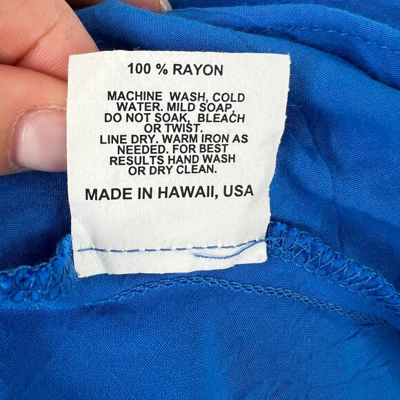 JAMS WORLD 50 Years Bahama Blue Solid Tank Top Crushed Rayon W655SL Hawaii XS - Picture 7 of 7